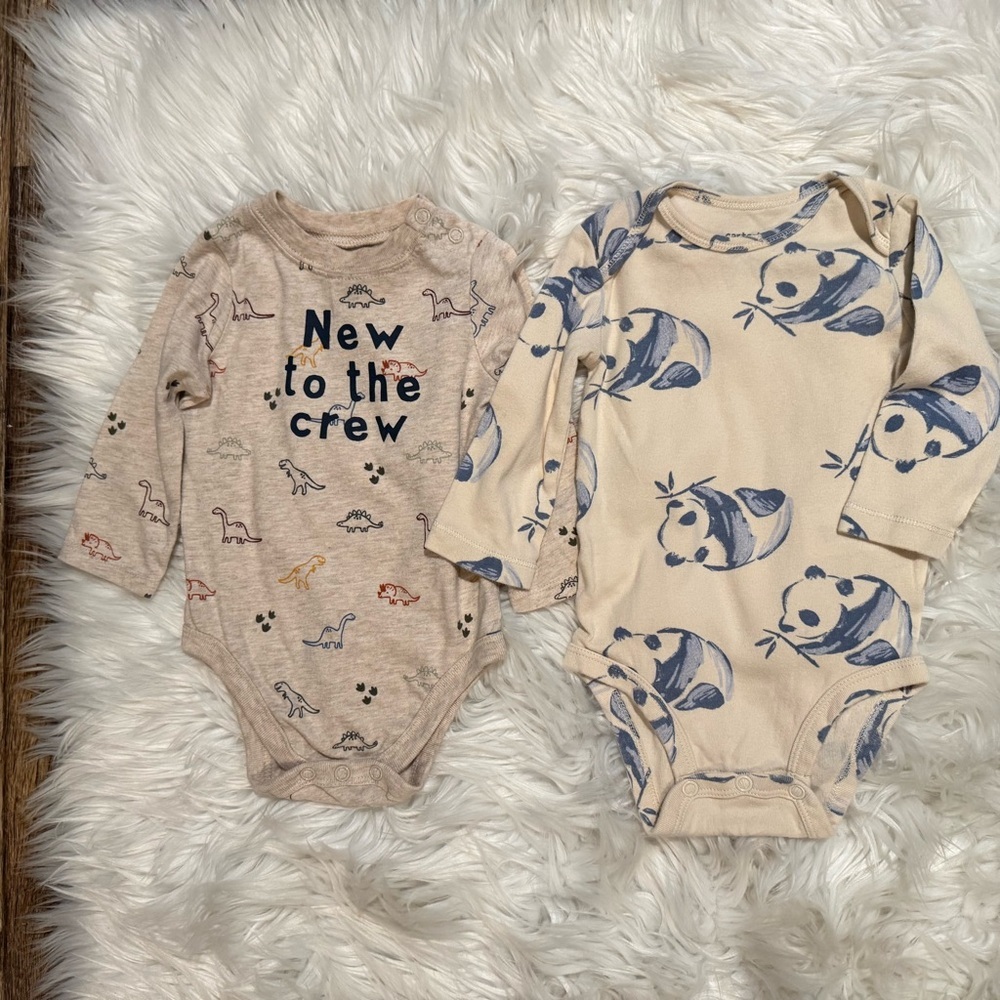 Garanimals Carter’s Baby Boys 6M 6-9M Panda Dinosaur Bodysuit Set